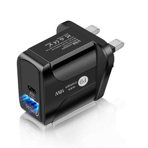 caricatore di tipo c PD 18W Dual Ports Quick Charge Eu US UK Caricabatterie da parete da viaggio per la casa per iPhone Samsung Tablet PC WE2022HOT