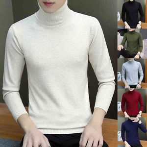 M-3XL Winter New Men's Sweater Sweaters Autumn Solid Color Knitwear Turtle Neck Long Sleeve Sweaters Sweater Male Knitwear L220730