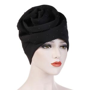 Beanie/Skull Caps KepaHoo 2022 Flower Ceramics Search Edge Solid Color Scarf Hat Cotton-padded Cap Hijab Turban Muslim Dress Headscarf