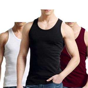 2 PCS/LOT TANK TOPS MEN 100% 면밀 조끼 수컷 통기성 민소매 탑 슬림 캐주얼 언더 셔츠 남성 선물 선물 220601