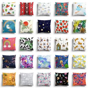 Cushion/Decorative Pillow Creative Geometric Graffiti Pillowcase Super Soft Short Plush Office Living Room Sofa Cartoon Decorative 45/50/60c