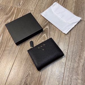 İtalyan Tasarımcılar Kadın Kısa Cüzdan Saffiano Cowhide El Çantası Lüks Bag Bayanlar Altın Harfler Yüksek Kapasiteli Cüzdan Cüzdan Çantası 11x10cm Orijinal Kutu