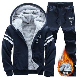 Männer Trainingsanzüge Winter Männer Set Verdicken Hoodies Hosen Mode Sweatshirt Sportswear Männlichen Hoodie Anzüge Sport 2022Men's