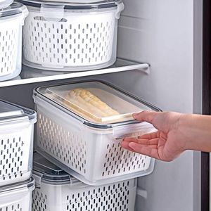 Depolama Şişeleri Kavanozlar Buzdolabı Kutu Buzdolabı Taze Sebze Meyve Kutuları Tahliye Sepet Kapları Kapak Mutfak Araçları Organizstorage J