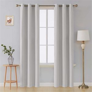 Cortinas de blecaute isoladas térmicas brancas para sala de estar Quarto cinza grosso Tratamento de cortina de janela 220511