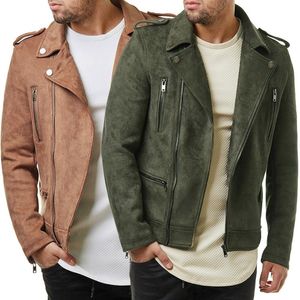 Ternos masculinos Blazers causal Bonito de jaqueta de couro curta Motocicleta de moto zíper para a festa de negócios diariamente os wearmen's