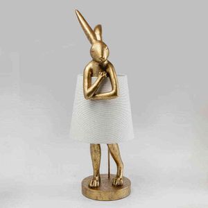 Vintage Led Table Lamp Kare Design Resin Rabbit Table Lamps For Living Room Bedroom Decor Light Nordic Designer E27 Bedside Lamp H220423