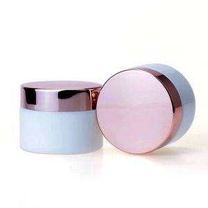 30g 50g White Porcelain Cosmetic Jars Cream Bottle with Rose Gold Lid and Whte PP liner