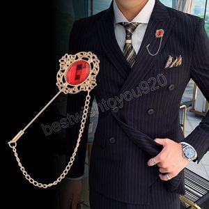 Metal Crystal Flower Hollow Lapel Pins and Brooches Long Needle Pin Shirt Suit Corsage Collar for Women and Men Jewelry