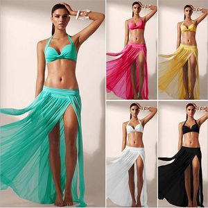 Bikini kvinnor strand täcker sommarbadkläder upp pareo lång kjol strandkläder sundress swimsuit 220524