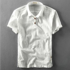 Erkekler sıradan gömlek tasarımcısı İtalya tarzı pamuklu keten kısa kollu gömlek erkek marka katı beyaz Henley en iyi camisa kimyasalları için