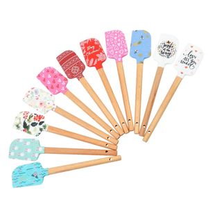 Tools Silicone Cake Cream Spatula Butter Cakees Bread Spatula Wooden Handle Cakes Scrapers Edge Smootheres Decorating Kitchen Accessories Inventory Wholesales