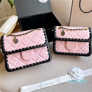 22Ss Mini Braided Tofu Flap Bag Calfskin Sequined Contrast Color Design Classic Quilted Hardware Chain Crossbody Shoulder Bag Designer Luxury