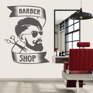 Frisörsalong Vinyl Wall Decals Men's Style Barber Shop Stickers Window Shop Rekryter Personliga dekorationsklistermärken Väggmålningar 220613