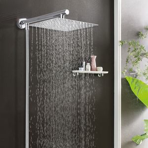 Chrome Rainfall Faucet Wall Mount Bathroom Shower System Ultrathin Arm Shower Hose Shower Kits