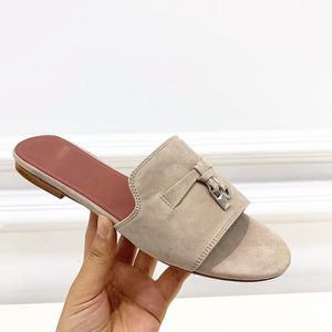 2022 sandali da donna di design di lusso pantofole in pelle estate pantofole piatte in pelle bowknot moda spiaggia scarpe da donna grandi da donna 35-42
