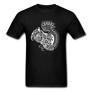 Men's T-Shirts 2022 Squirrel Ornament Decoration Black Tops Tees Men Short Sleeve White T-shirt Cotton Clothes Cartoon Design Gift