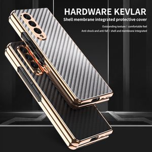 Plating Metal Fodral För Samsung Galaxy Z Fold3 Vik 3 5g Case Tempered Glass Screen Hinge Protection Hard Cover