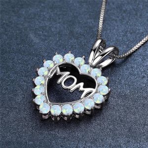 Pendant Necklaces Luxury Female Love Heart Chain Necklace Rose Gold Silver Color Wedding Vintage Letter Mom For WomenPendant