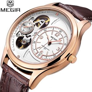 Megir Original Men Watch Top Brand Luxury Quartz Watches Male Relogio Masculino Leather Military Watch ClockMen Erkek Kol Saati T200409
