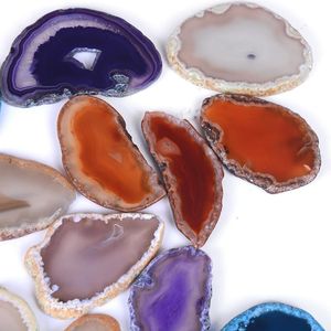 Weihnachtsdekorationen 1 stück Unregelmäßige Kristallscheibe Brasilien Heilung Reiki Stein Quarz Anhänger Mineral Wohnkultur Natürliche Achat Geode PoliertC