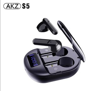 Akz-S5 TWS Wireless Headphones Earphone BT 5.0 fone de ouvido esportivo à prova d'água portátil com microfones para fones de ouvido com smartphone