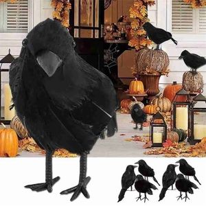 1 adet Cadılar Bayramı Siyah Karga Modeli Simülasyon Sahte Kuş Hayvan Korkunç Oyuncaklar Cadılar Bayramı Partisi Ev Dekorasyon Korku Sahne 220816