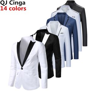 Blazer da uomo elegante Casual Slim Fitness Formale Abito da ufficio con un bottone Blazer Cappotto Top Giacca bianca Masculino Blazer Uomo 220801