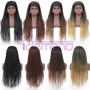 Synthetic Wigs Y Demand Headband Long Box Braids Hair African Full Braided For Men & Women Youth 4 Colors Tobi22