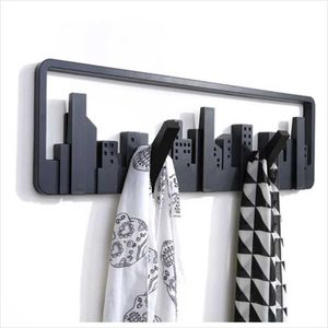 Hooks Rails City Building Multi-Group Horizon Casat Rack Creative Wall Hook no cabide atrás do armazenamento em casa