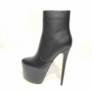 Wholesale 18cm platform heels for sale - Group buy 2022 Round toes Fashion black Ankle Boots Soft Leather zipper platform Heels Women Shoes Footwear Plus Size cm