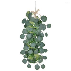 装飾的な花の花輪60 30cmシミュレーションユーカリの装飾北欧の家の壁吊り飾り飾り緑の植物柳魔法
