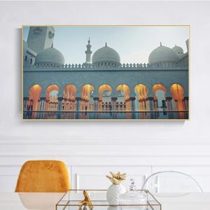 Moderne islamische Moscheengebäude, Leinwandgemälde, muslimische Poster und Drucke, Wandkunst, Bilder für Wohnzimmer, Ramanda Home Decor