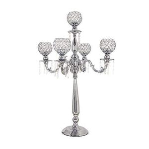Dekoration 5 Arms Metal Candelabra Home Holiday Decoration Table Centerpieces Crystal Candle Holders For Wedding Party Candlestick Imake263