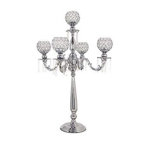 Decoração 5 Armas Metal Candelabra Home Holiday Decoration Table Centerpieces Crystal Candleds para Party Casdlestick IMAKE263