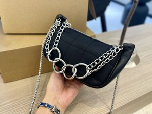 Cute size Black bag for women luxury design new style ladies purse with metal ring high quality soft leather Spliced polyester handbag bags 22 24cm