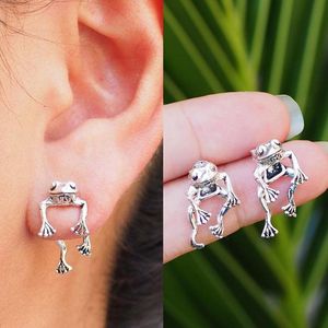 Stud Vintage 925 Sterling Silver Cute Frog Earrings Men's And Women's Animal Earlobe Jewelry Wholesale Lots BulkStud