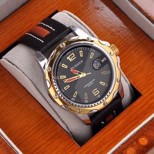 Luksusowa Golden Mens Analog Analog Data Data Ręka Ręka Curren Marka Mężczyzna kwarcowy zegarki nadgarstka M8104 Model Model BY BBWAT268X