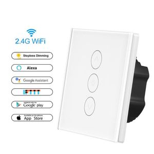 Módulos de automação inteligentes Switch Dimmer LED AC 110V-240V 50Hz/60Hz Tensão máxima para halogênio incandescente Dimmível Voz Remote Controlsmar