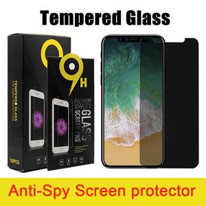 Для iPhone 13 12 Pro Max XR XS 11 7 8 Plus Antipy Spy Crivate Ecrece Scrector Protector Glass с пакетом