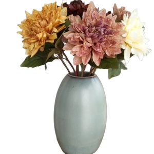 One Faux Flower Single Haste Autumn Crepe Dahlia 22 