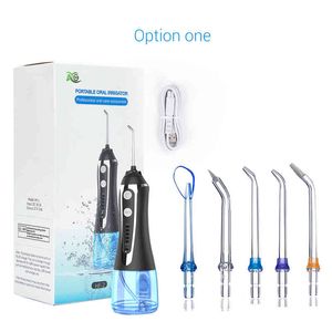 AG portable oral irrigator usb rechargeable water flosser Dental Water Jet 300ML 5Models Tank proof Teeth Cleaner 220510