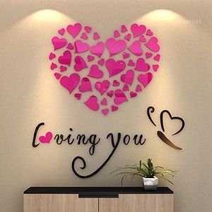 Acrylic Crystal Loving Heart Quote Wall Stickers Art Home Decor Decal Colors