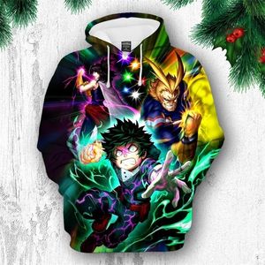 2019 3d My Hero Academia Hoodies Женщины с длинным рукавом повседневные толстовок с капюшоном популярные толстовка уличной одежды T200102