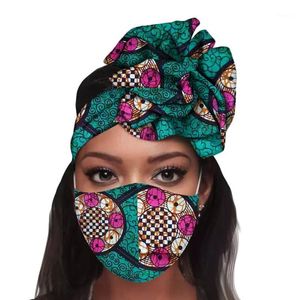 Ethnic Clothing Flower African Print Head Bandana Women Matching Decoration M Ask Wax Cotton Scarves Headband Set Hair Accessories