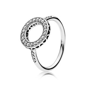 925 Sterling Silver Sparkling Halo Rings CZ Diamond Women Wedding Gfit Love Designer de coração Caixa original para Pandora