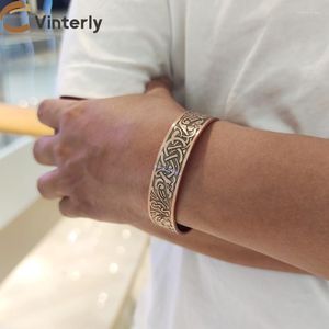 Bangle Viking Magnetic Pure Copper Bracelet Male Vegvisir Adjustable Energy Benefits Wristband 15mm Men BraceletsBangle Inte22