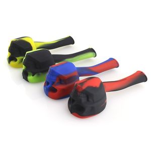 Silicone Smoking Pipe With Lid Creative Portable Camouflage Filter Skull Shape Anti-fall Durable Smoking Set Best Gift for Man Woman