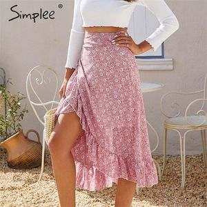 Elegante gonna midi con papillon arruffato donna Vita alta casual streetwear femminile avvolgente gonne Autunno donna vintage gonne 220523