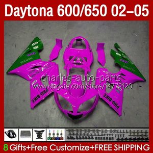 Kit carrozzeria per Daytona 650 600 CC 2002 2003 2004 2005 Corpo 132No.97 Carenatura rosa verde Daytona650 02-05 Daytona600 Daytona 600 02 03 04 05 Carenatura moto ABS